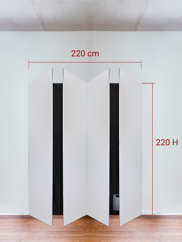 Armadio filomuro a 4 ante simmetriche cm 220x220