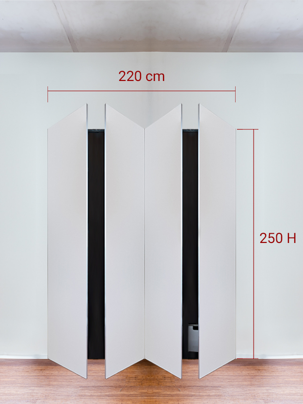 Armadio filomuro a 4 ante simmetriche cm 220x250