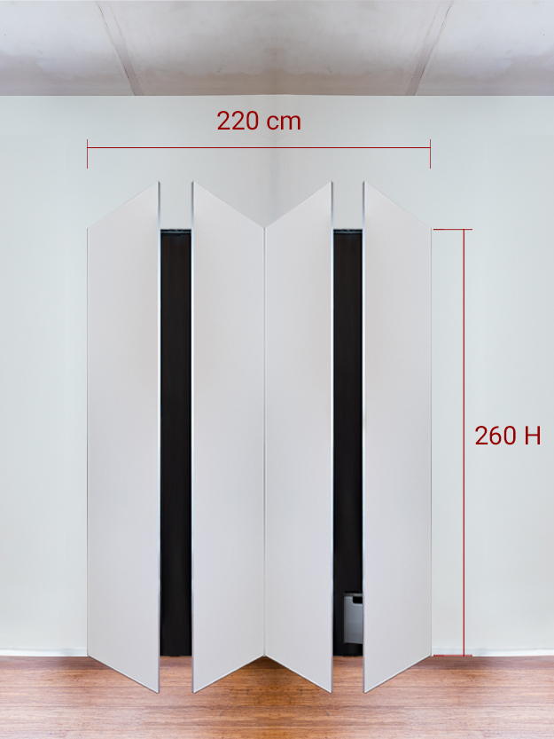 Armadio filomuro a 4 ante simmetriche cm 220x260