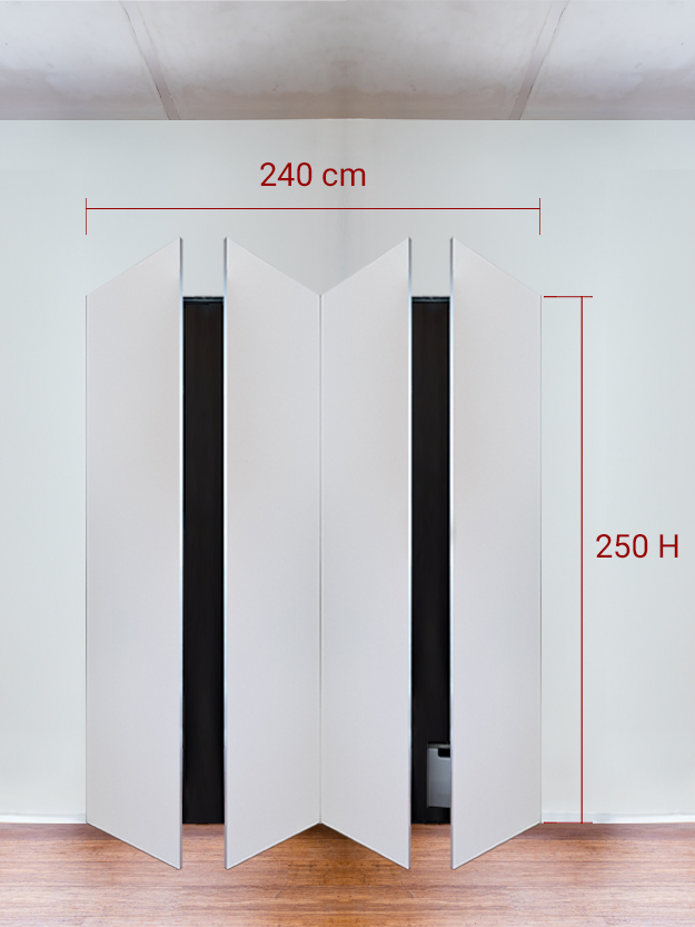 Armadio filomuro a 4 ante simmetriche cm 240x250