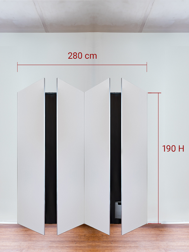 Armadio filomuro a 4 ante simmetriche cm 280x190