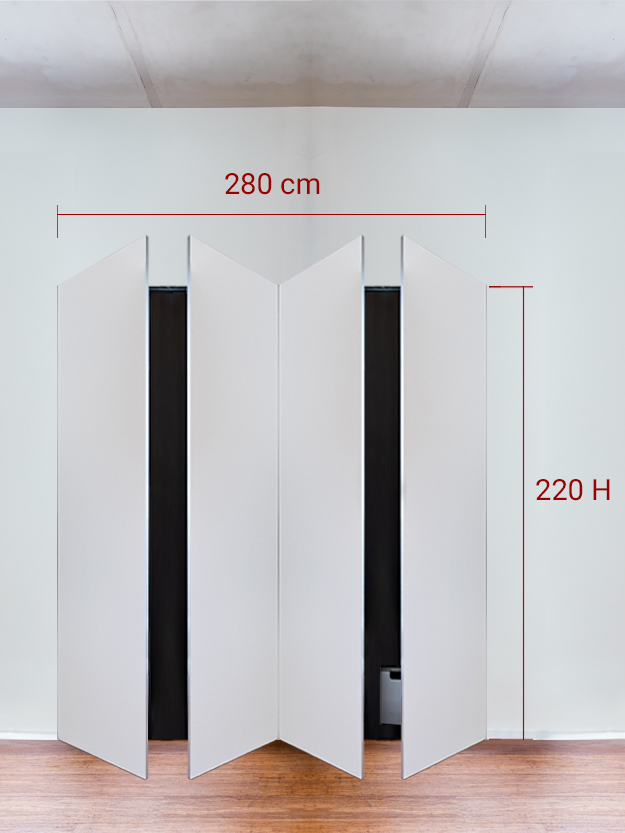 Armadio filomuro a 4 ante simmetriche cm 280x220