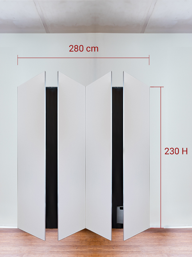 Armadio filomuro a 4 ante simmetriche cm 280x230