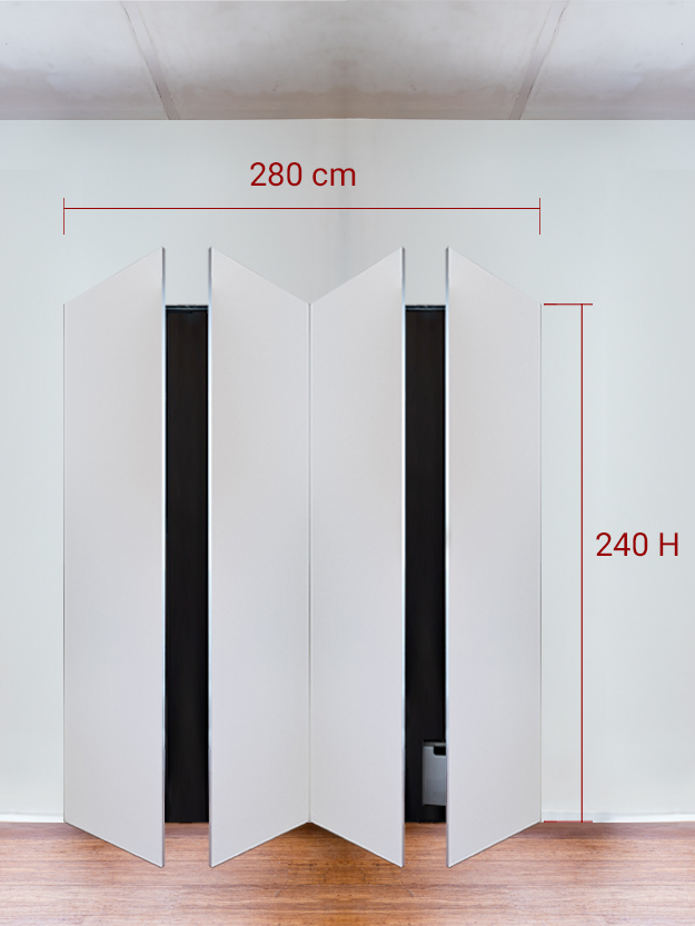 Armadio filomuro a 4 ante simmetriche cm 280x240