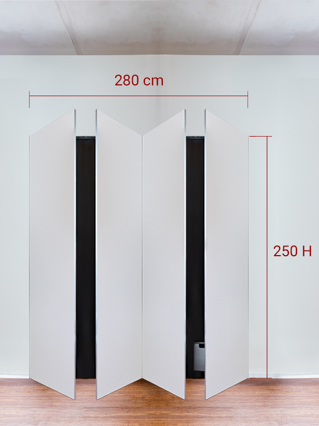Armadio filomuro a 4 ante simmetriche cm 280x250