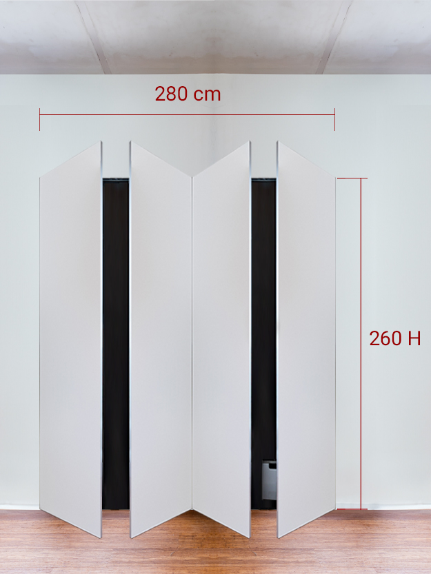 Armadio filomuro a 4 ante simmetriche cm 280x260