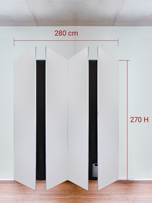 Armadio filomuro a 4 ante simmetriche cm 280x270