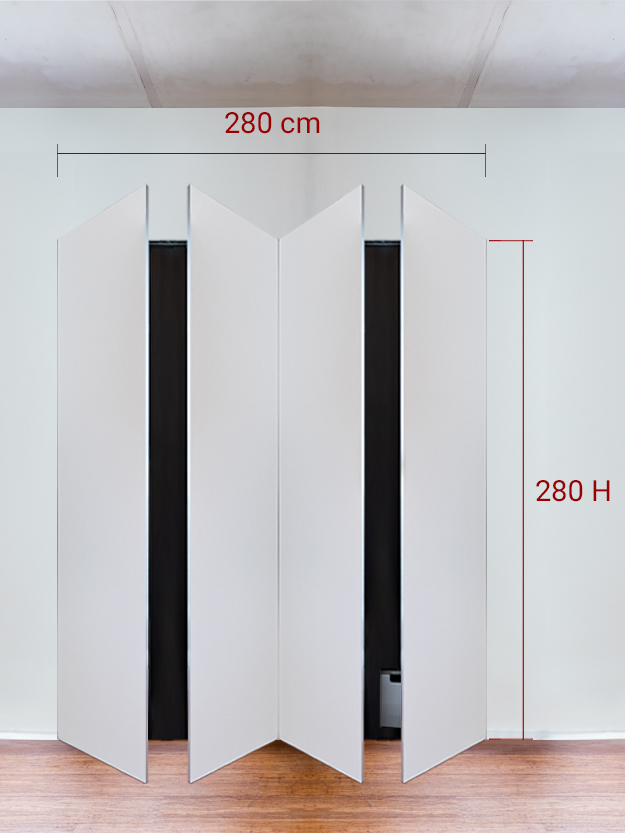 Armadio filomuro a 4 ante simmetriche cm 280x280