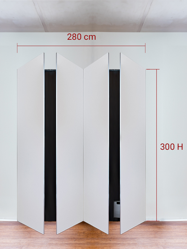 Armadio filomuro a 4 ante simmetriche cm 280x300