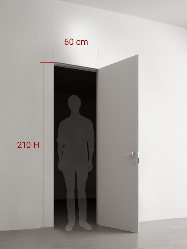 Porta battente filomuro speciale cm 60 x 210