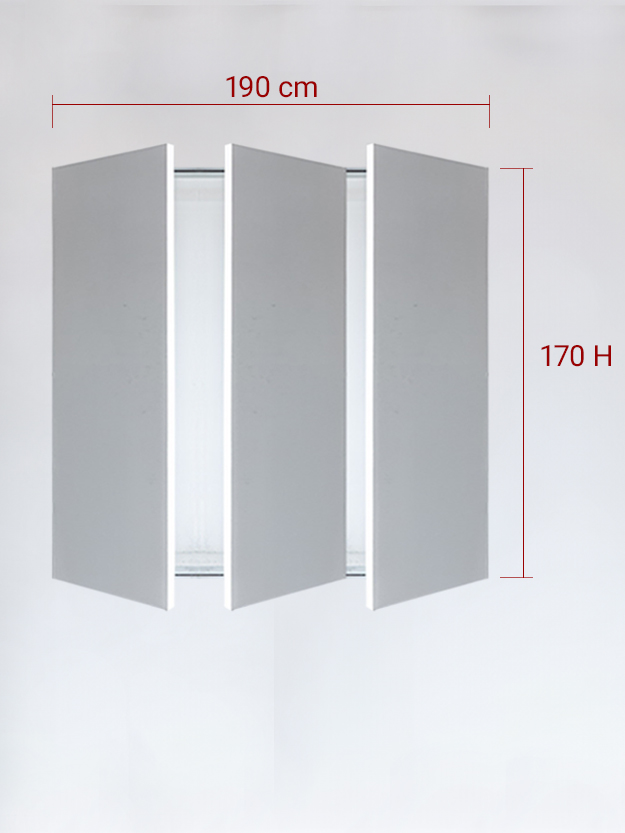Sportello filomuro a 3 ante cm 190x170