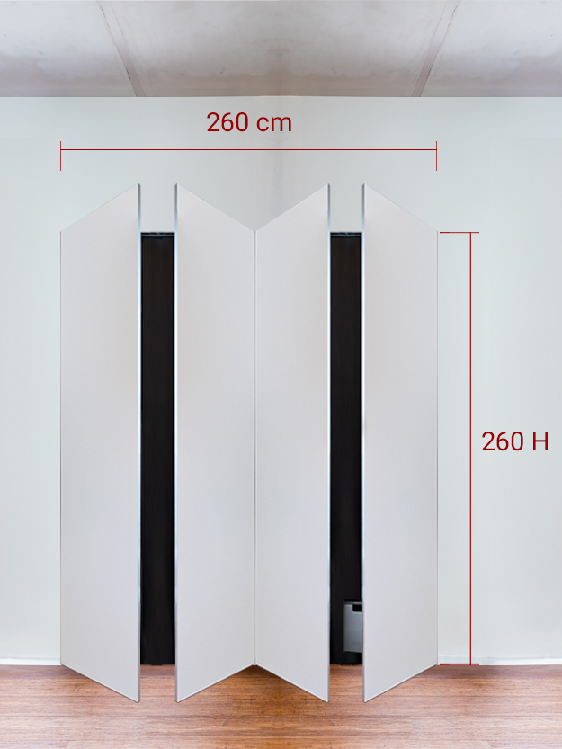 Armadio filomuro a 4 ante simmetriche cm 260x260
