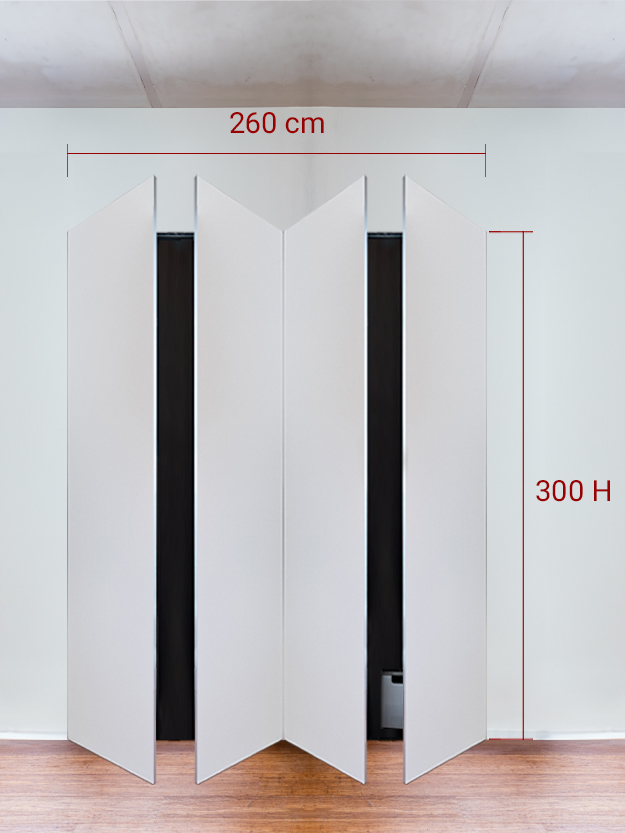Armadio filomuro a 4 ante simmetriche cm 260x300