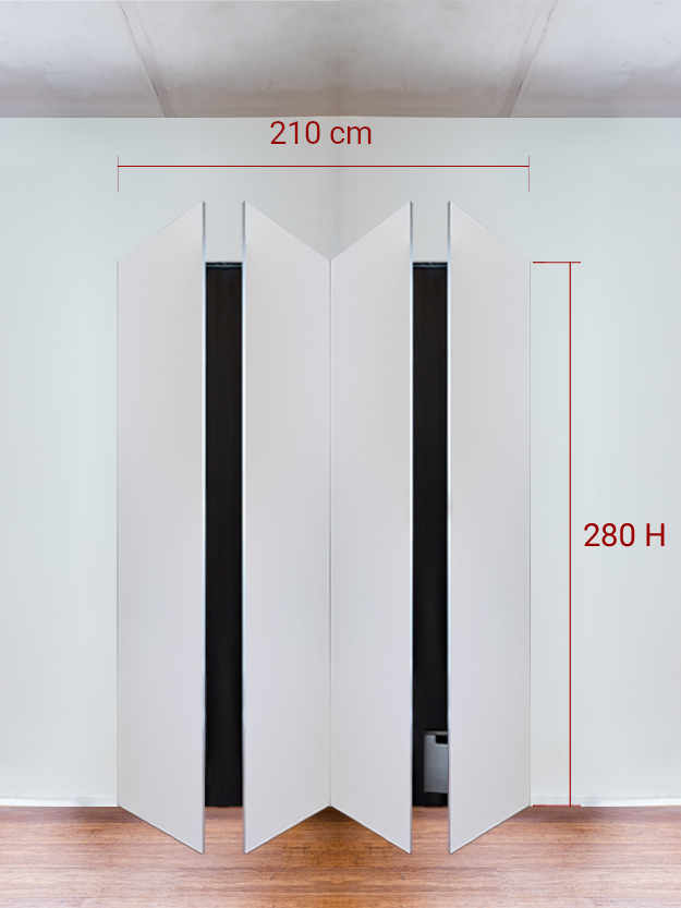 Armadio filomuro a 4 ante simmetriche cm 210x280